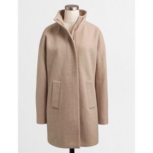 J.Crew Womens City Coat Wool Blend Standing Collar Zip Front Tan Beige Size 6